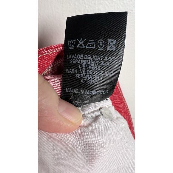 Isabel Marant Etoile Linen Blend Red High Rise Straight Ankle Pant Sz 40 US 10 - Picture 7 of 10